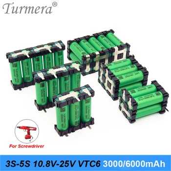 Turmera 3S 12,6V 4S 16,8 V 5S 21V VTC6 Аккумулятор 3000 mAh 30A Аккумулятор TUR18650-VTC6 Дополнительный Держатель для использования с батареями для отверток 12V 18V