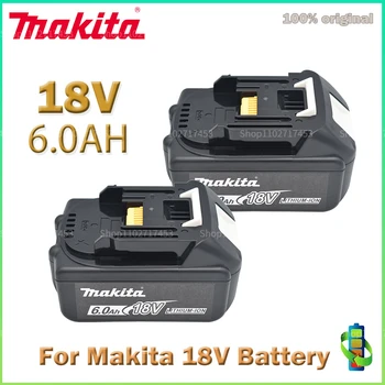 Makita Оригинальный 18V 6000MAH 6.0AH Перезаряжаемый Электроинструмент Аккумулятор LED Литий-Ионная Замена LXT BL1860B BL1860 BL1850
