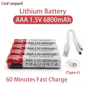 2 шт., новая литиевая батарея AAA 1,5 В 6800 мАч, для мыши с дистанционным управлением, Маленький вентилятор, Электрическая игрушка, литий-ионный аккумулятор AAA