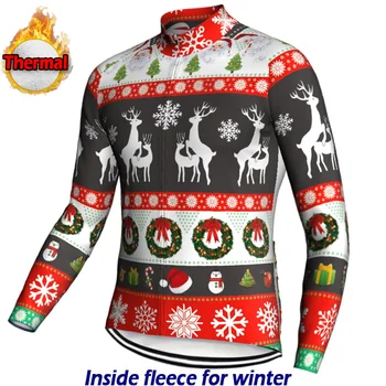 Зимняя куртка из джерси для велоспорта, Горный велосипед, Теплая Рождественская Длинная рубашка, Майо, Качественный Красный спортивный топ на открытом воздухе