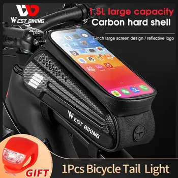 Велосипедная сумка Емкостью 1,5 л, водонепроницаемый чехол для телефона с сенсорным экраном 7 дюймов, велосипедная сумка, верхняя передняя рама, велосипедная сумка, Аксессуары для MTB