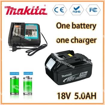 Makita 100% Оригинальный 18V 5.0Ah Со Светодиодной литий-ионной Сменной Батареей BL1860B BL1860 BL1850 Makita Перезаряжаемый Электроинструмент