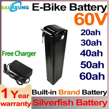 Аккумулятор для электровелосипеда Silverfish 60V 30ah Литиевый Batterij Van 20ah 40ah 50ah Elektrische Fiets Conversie Kit 60ah1500W 2000W