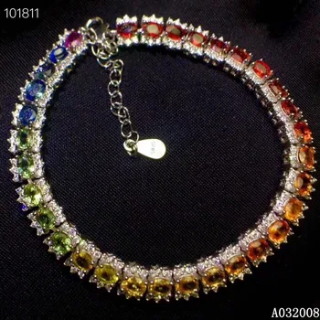 KJJEAXCMY изысканные ювелирные изделия из стерлингового серебра 925 пробы, инкрустированный натуральным цветом сапфировый браслет, благородный женский браслет, поддержка тестирования