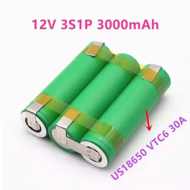 12 В 18650 VTC6 Аккумулятор 6000 мАч 30 ампер для 12,6 В отвертки Аккумуляторная батарея для сварки паяльной ленты 3S1P 21 В батарейный блок (по индивидуальному заказу)