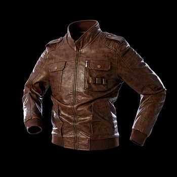 Новая кожаная куртка для мотобайкеров, мужские высококачественные пальто из искусственной кожи со звездами, модные мужские кожаные куртки с несколькими карманами, пальто