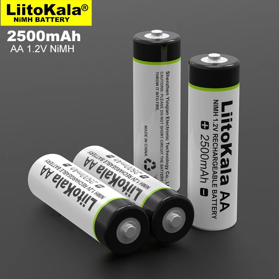 Liitokala 1,2 В AA 2500 мАч Ni-MH Аккумуляторная батарея aa для температурного пистолета, игрушечных батареек для мыши с дистанционным управлением