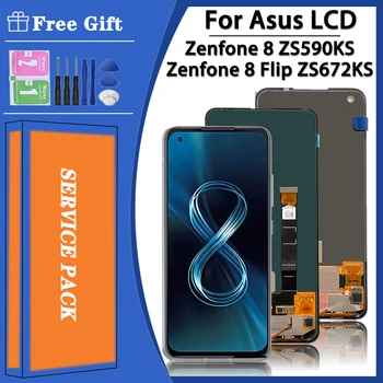 Super AMOLED Для Asus Zenfone8 8z ZS590KS -2A007EU I006D ЖК-экран Сенсорная панель Дигитайзер Для Zenfone 8 Flip ZS672KS I004D LCD