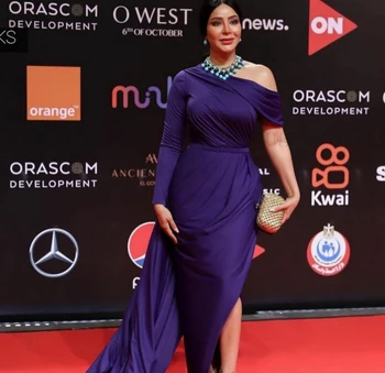 Темно-фиолетовые вечерние платья-трубы из атласа для женщин, Элегантное праздничное платье знаменитостей длиной до пола, Саудовская Аравия