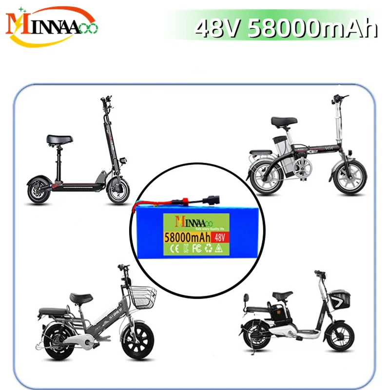 Новый 48V 100000mAh 1000w 13S3P XT60 48V Литий-ионный аккумулятор 100Ah Для 54,6 v E-bike Электрический велосипедный Скутер с BMS + зарядным устройством