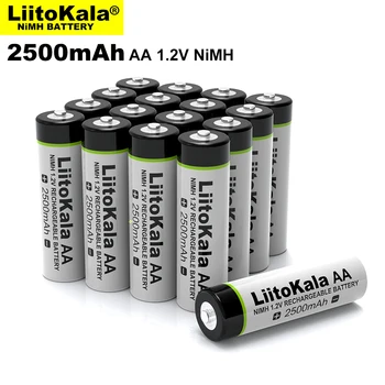 Liitokala 1,2 В AA 2500 мАч Ni-MH Аккумуляторная батарея aa для температурного пистолета, игрушечных батареек для мыши с дистанционным управлением