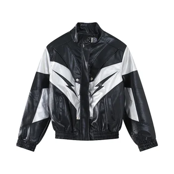 Мужская Мотоциклетная куртка со стоячим воротником в тон, наплечник, Повседневное Модное Кожаное пальто, мужской топ в стиле Хай-стрит в стиле Харадзюку