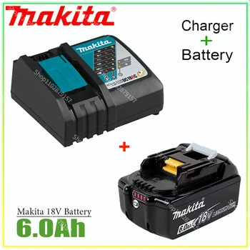 Makita 100% оригинальная аккумуляторная батарея для электроинструмента 18V 6.0Ah со светодиодной литий-ионной заменой LXT BL1860B BL1860 BL1850 6000 мАч